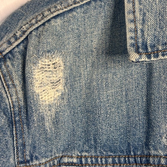 Madewell Distressed Jean Jacket XXS Medium Wash Denim C5791 Cotton Trucker - Picture 7 of 10